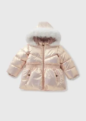 Girls Pink Iridescent School Coat (1-7yrs)