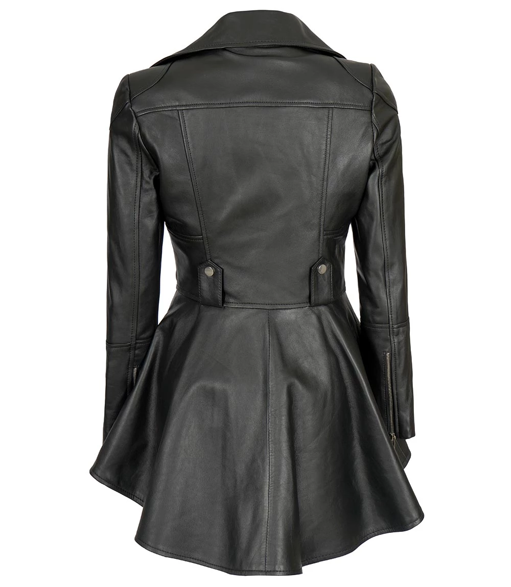 Gonzalez Women's Black Peplum Leather Jacket