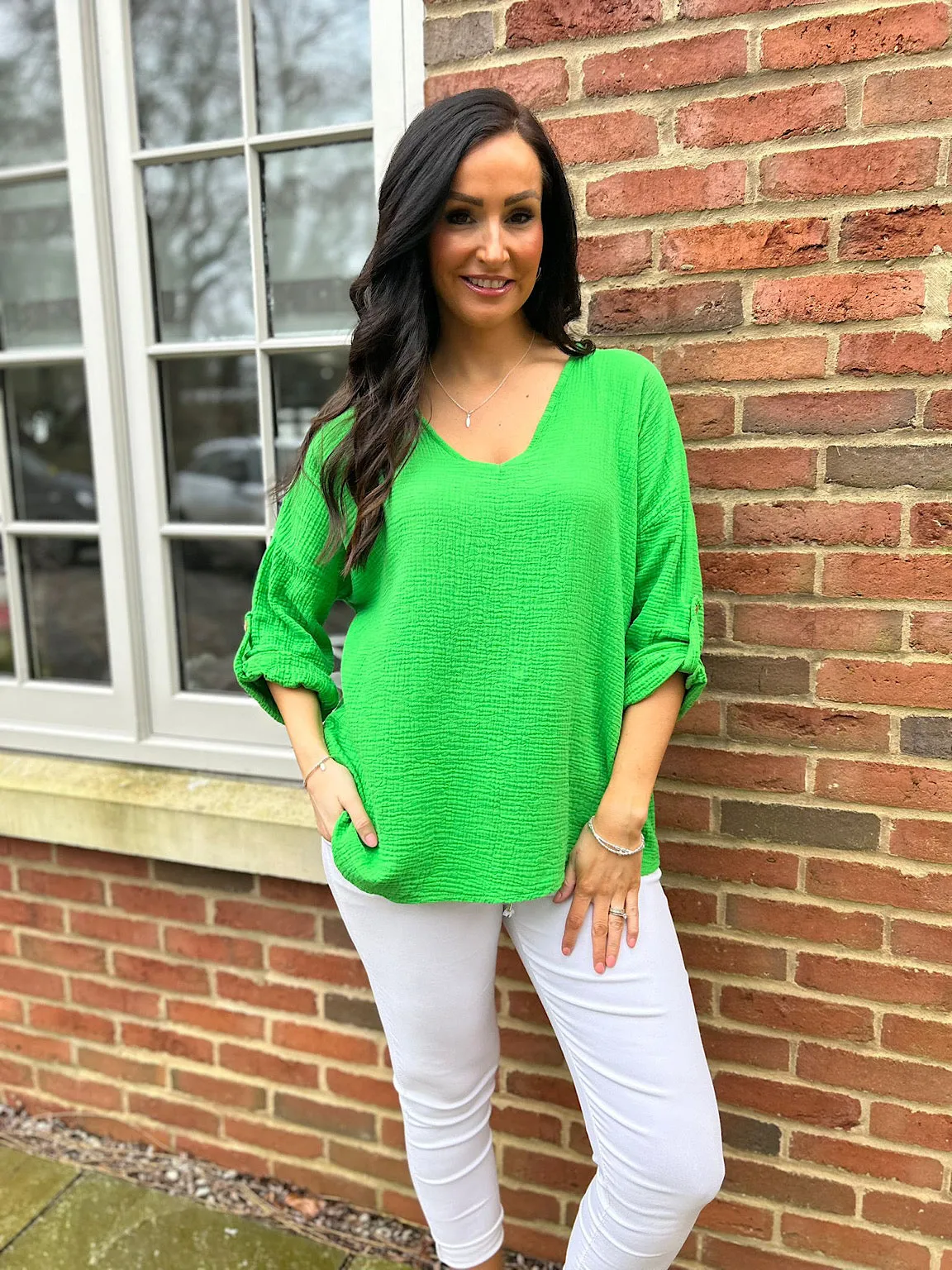 Green Bubble Cotton Top Emily