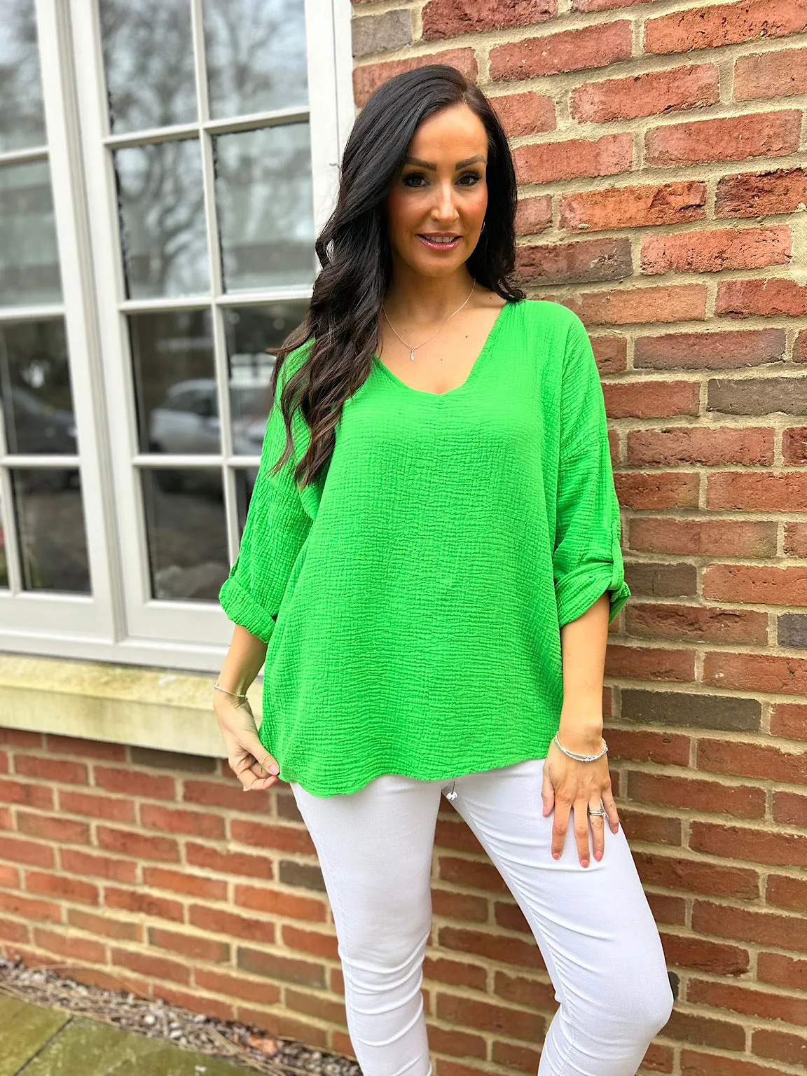 Green Bubble Cotton Top Emily