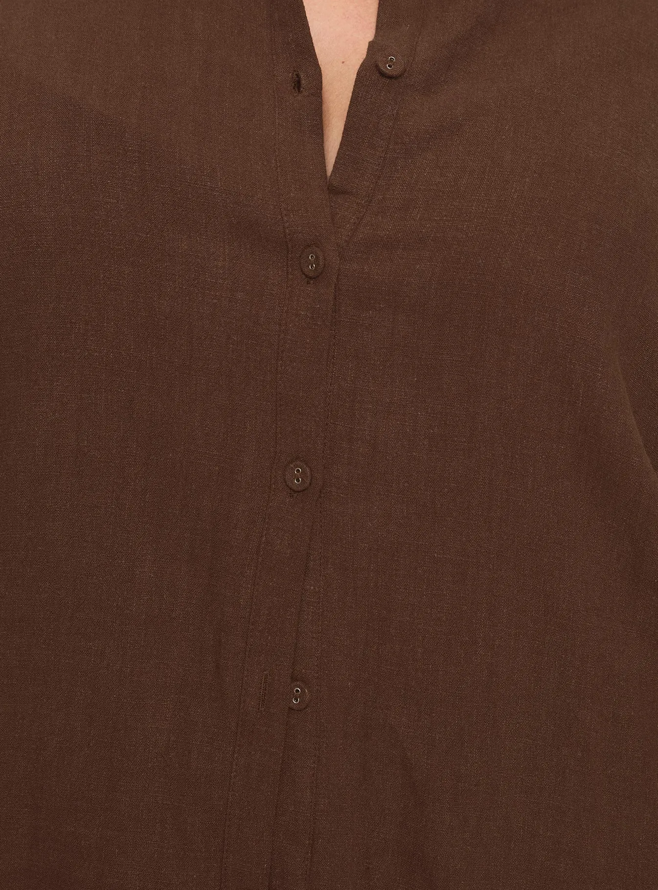 Guava Linen Blend Shirt Chocolate Curve