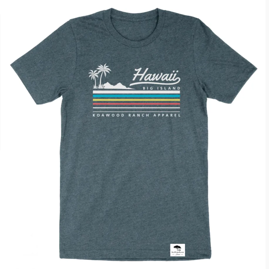 Hawaii Big Island Rainbow Short Sleeve Tee - Heather Slate