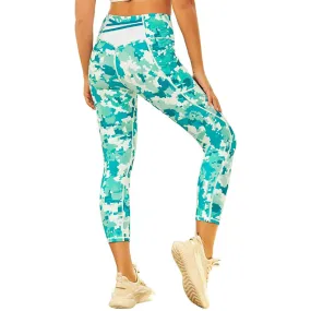 High Waist Camo 3 Layer Mesh Back Pocket Capri Leggings