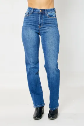 HIGH WAIST HIDDEN BUTTON-FLY STRAIGHT LEG JEANS-Judy Blue