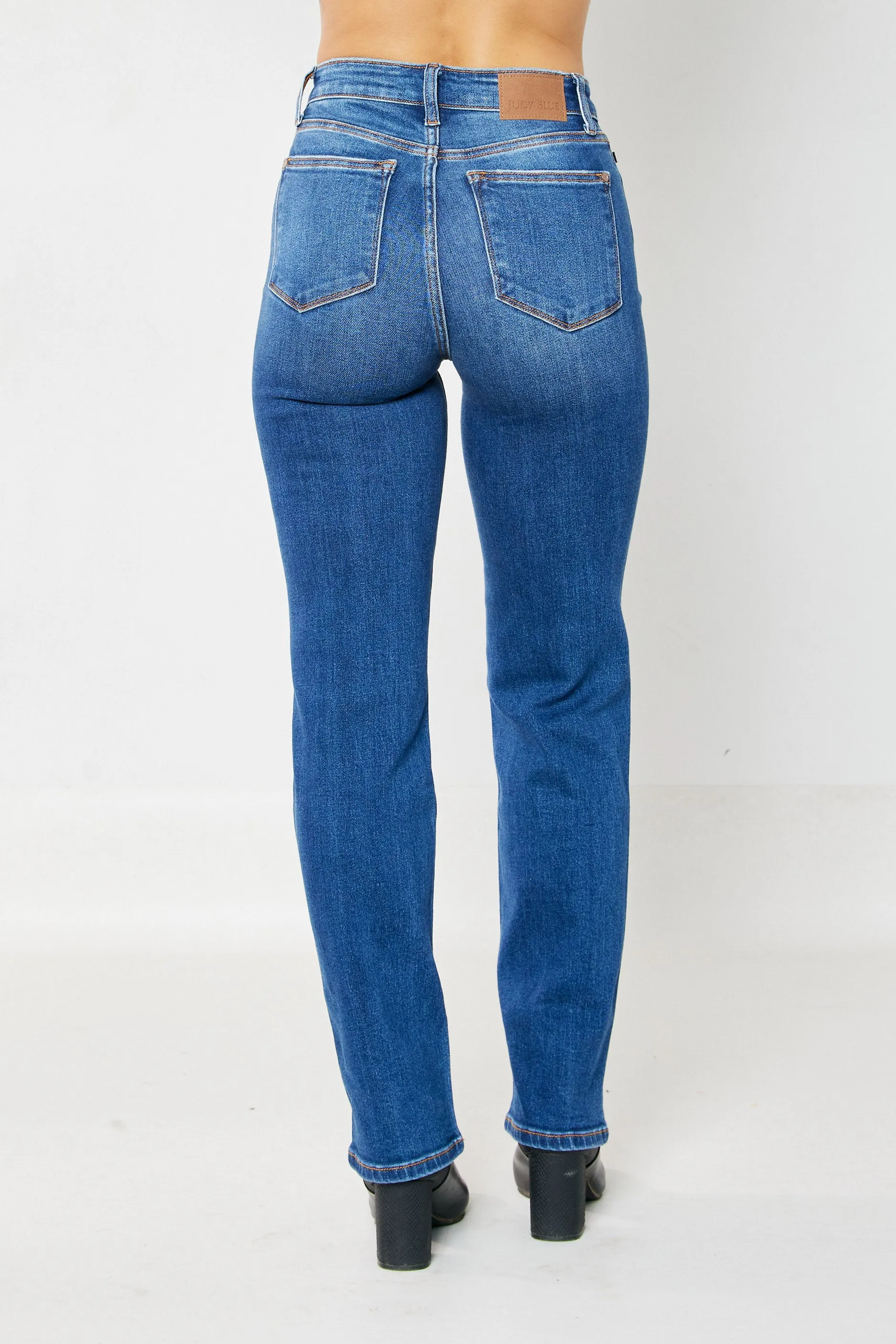 HIGH WAIST HIDDEN BUTTON-FLY STRAIGHT LEG JEANS-Judy Blue