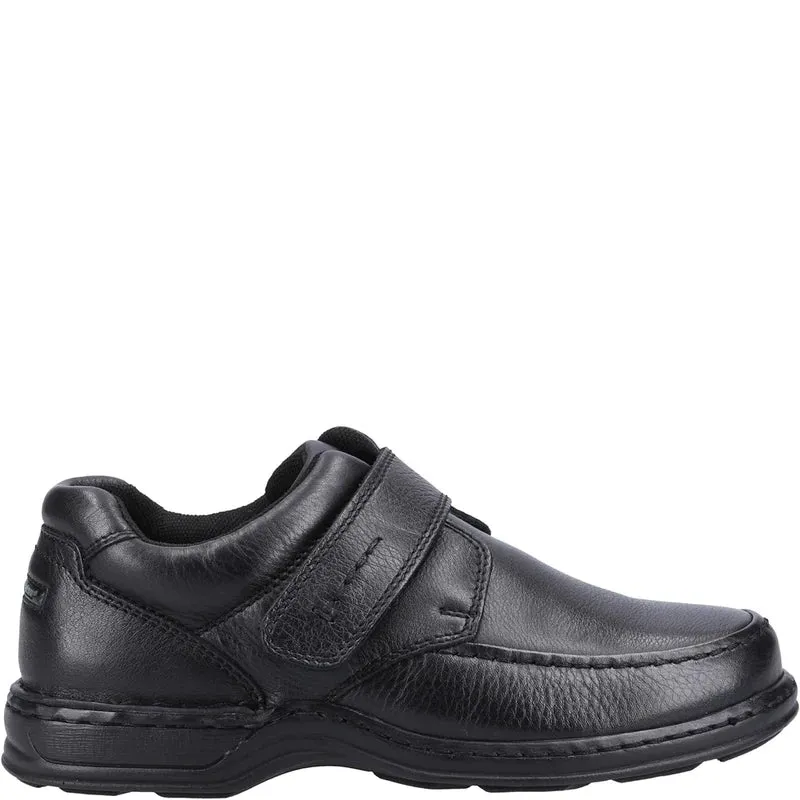 Hush Puppies Mens leather Shoes Strap Over Wide Black Roman