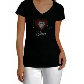 I Love To Sling Rhinestone Heart T-Shirt