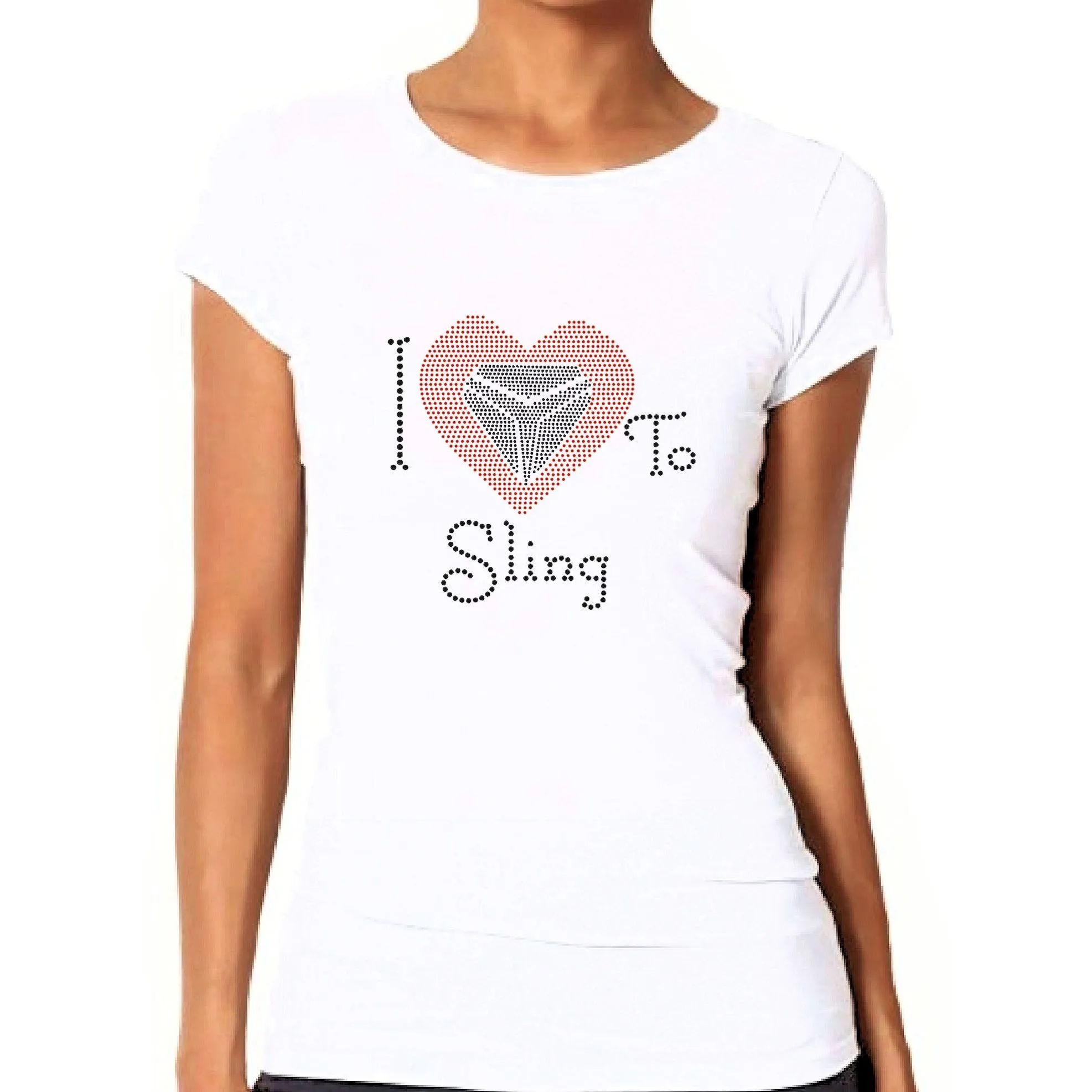 I Love To Sling Rhinestone Heart T-Shirt