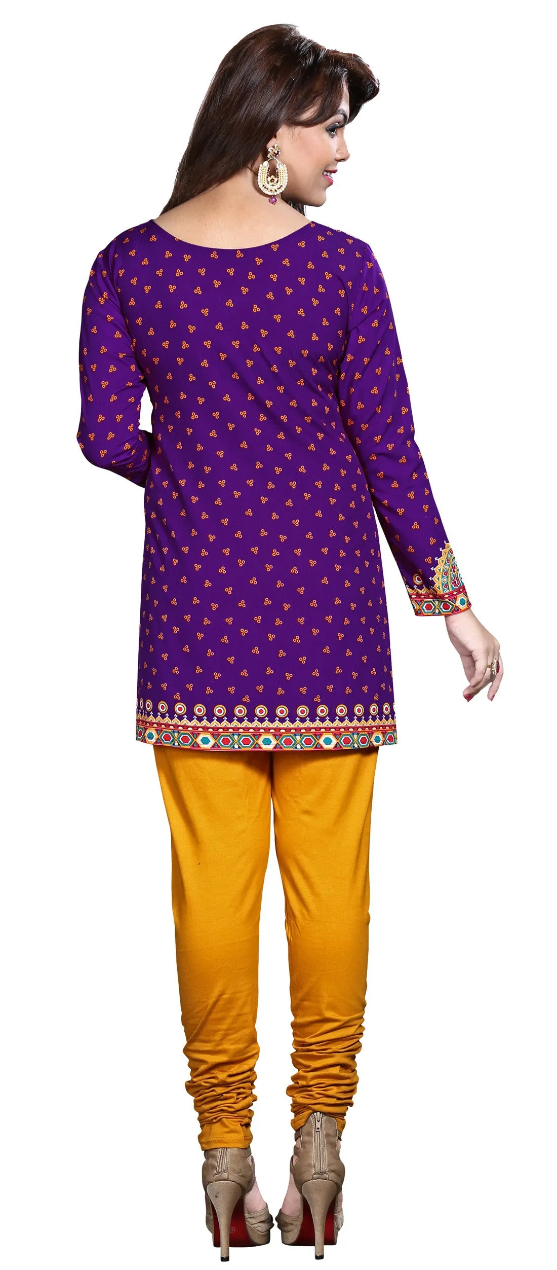 Indian Tunics Kurti Top Blouse Womens India Apparel (Purple)