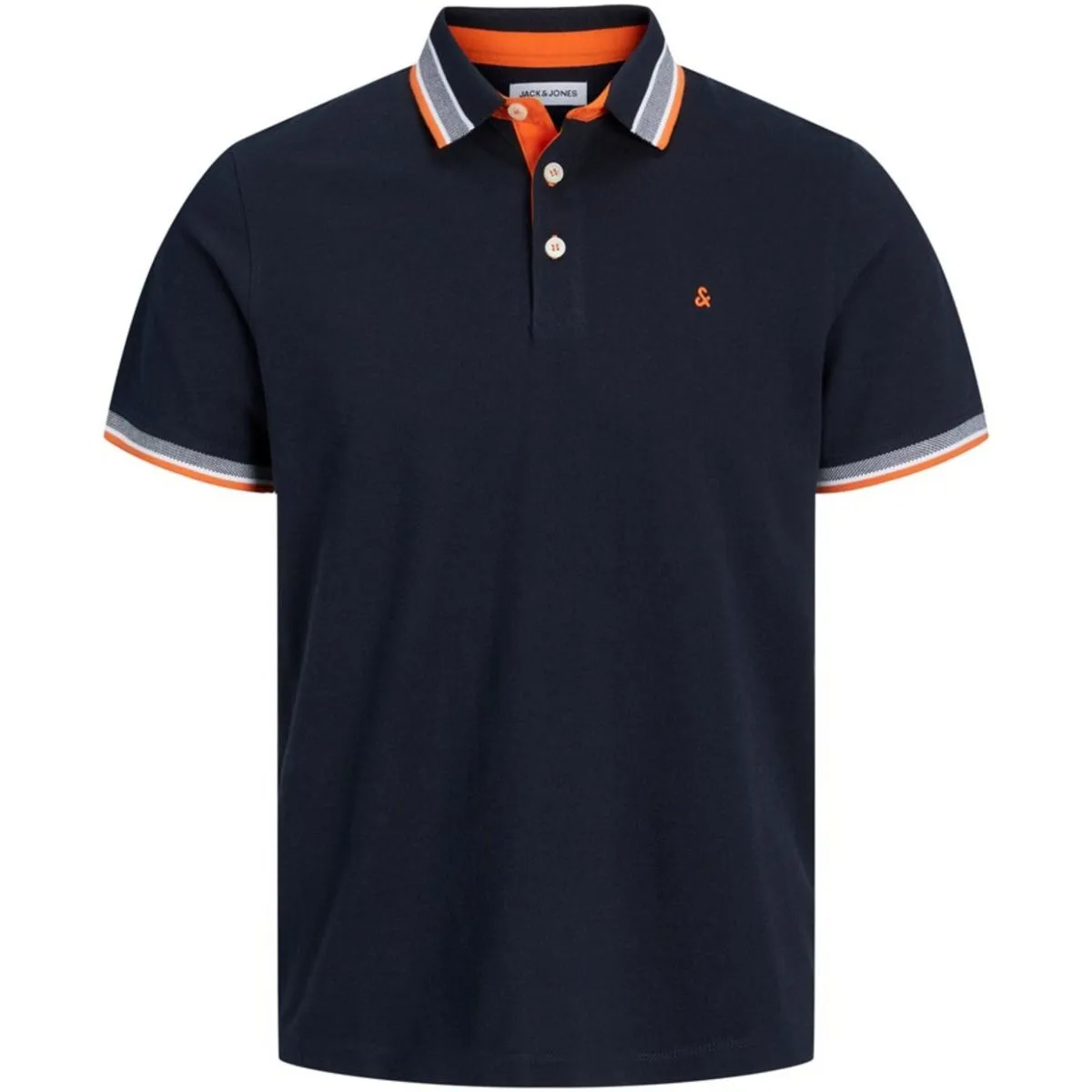 Jack & Jones Paulos Tipped Polo Shirt Black Navy/Neon