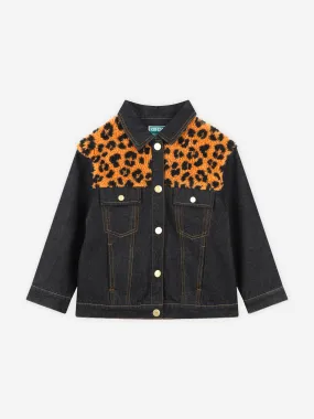 KENZO Kids Leopard Denim Jacket in Black