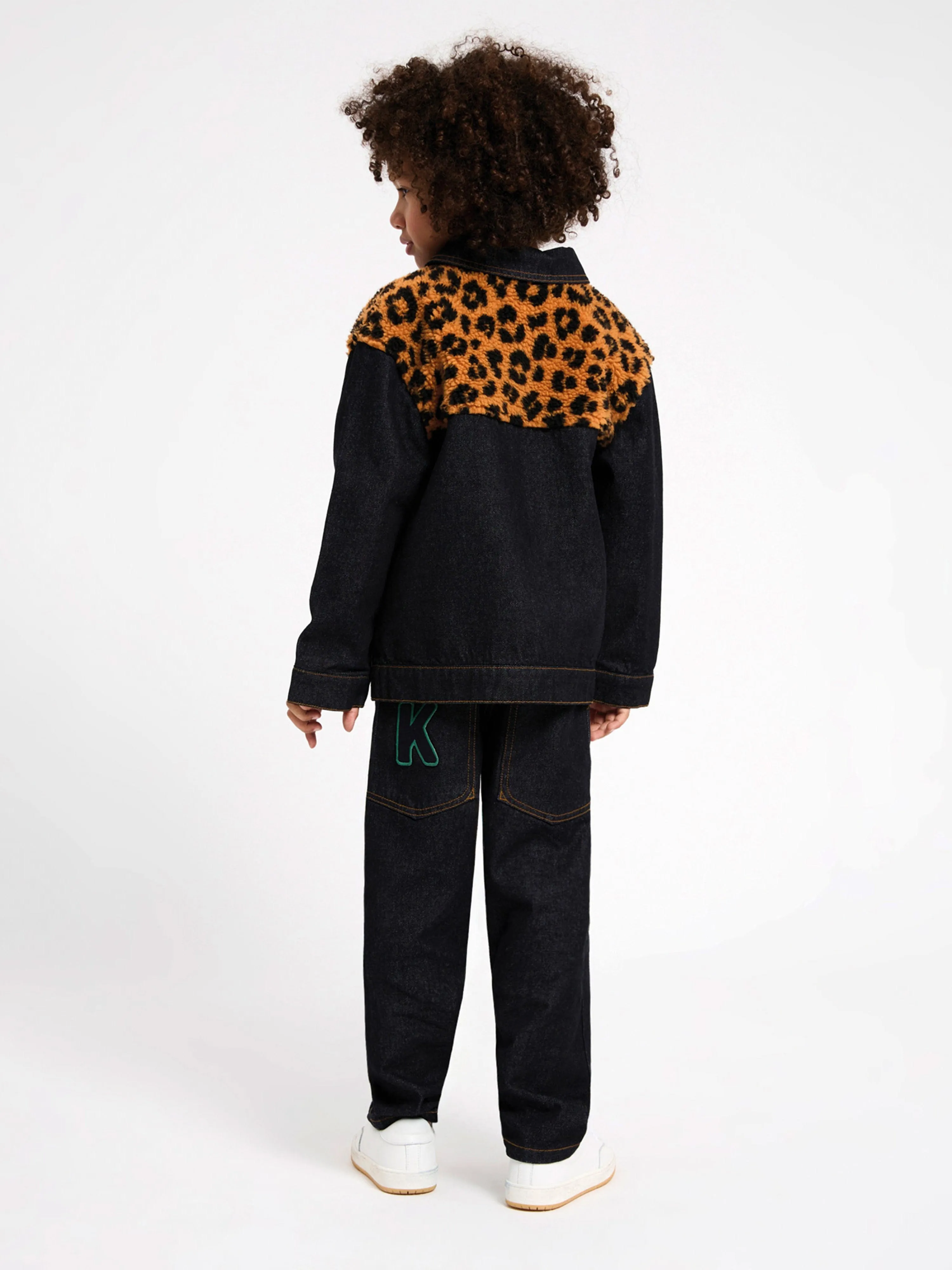 KENZO Kids Leopard Denim Jacket in Black