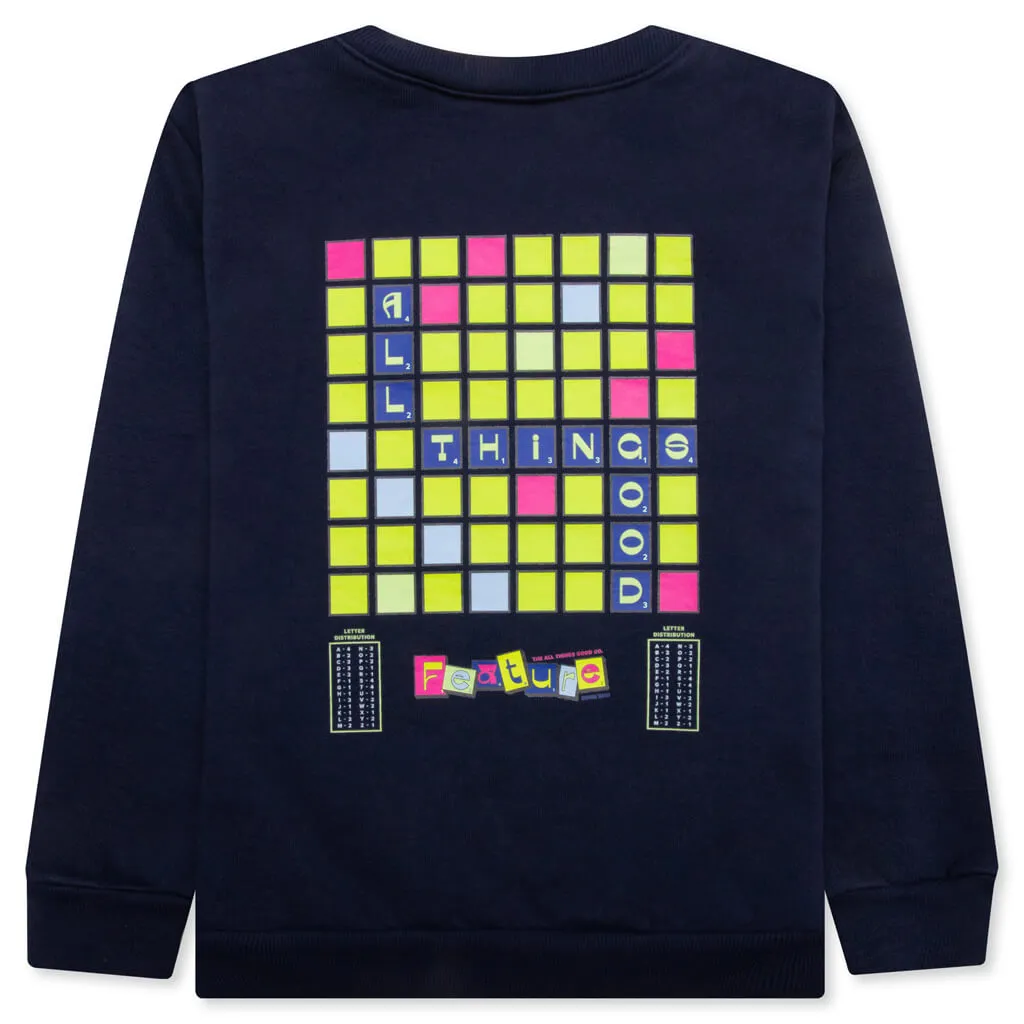 Kids Scrabble Crewneck - Navy