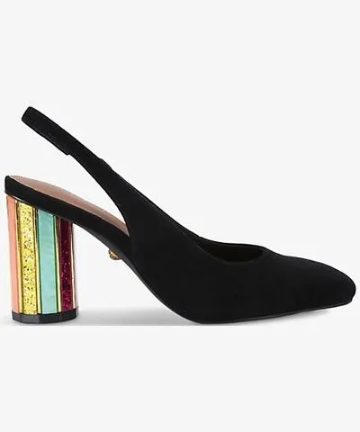 Kurt Geiger Womens Black/Comb Perspex-heel suede heeled slingback courts