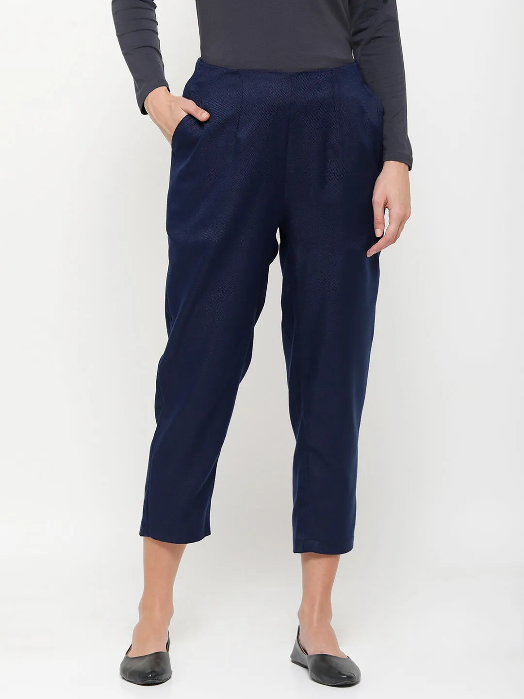 Ladies Straight Pant Navy Blue