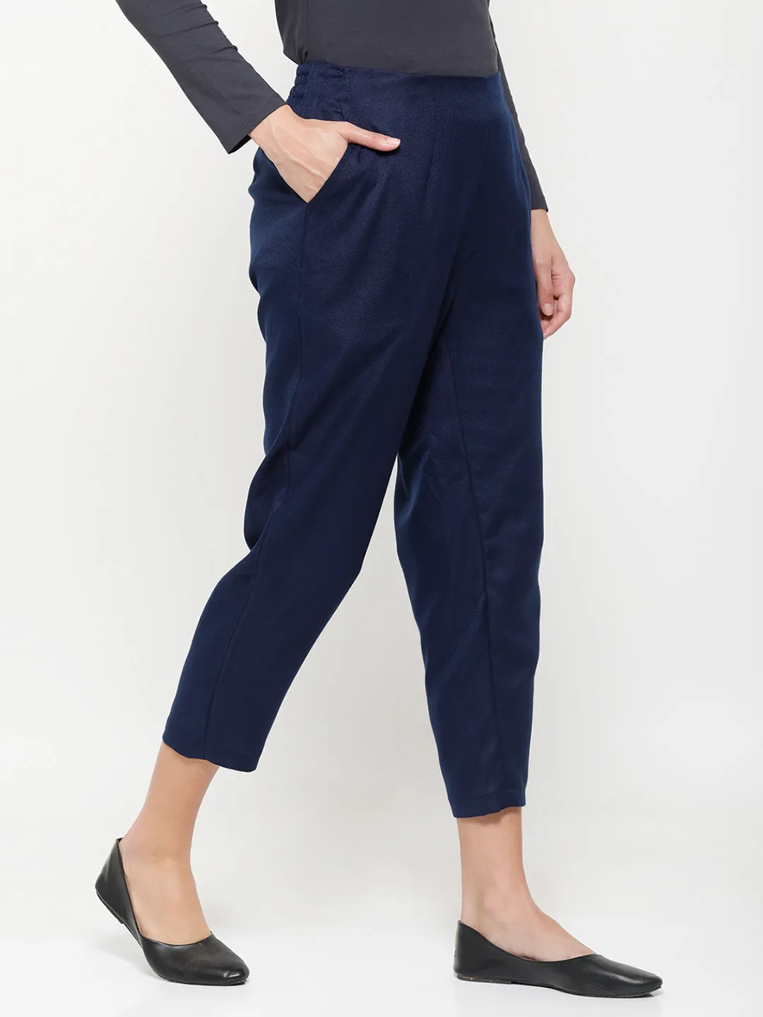 Ladies Straight Pant Navy Blue