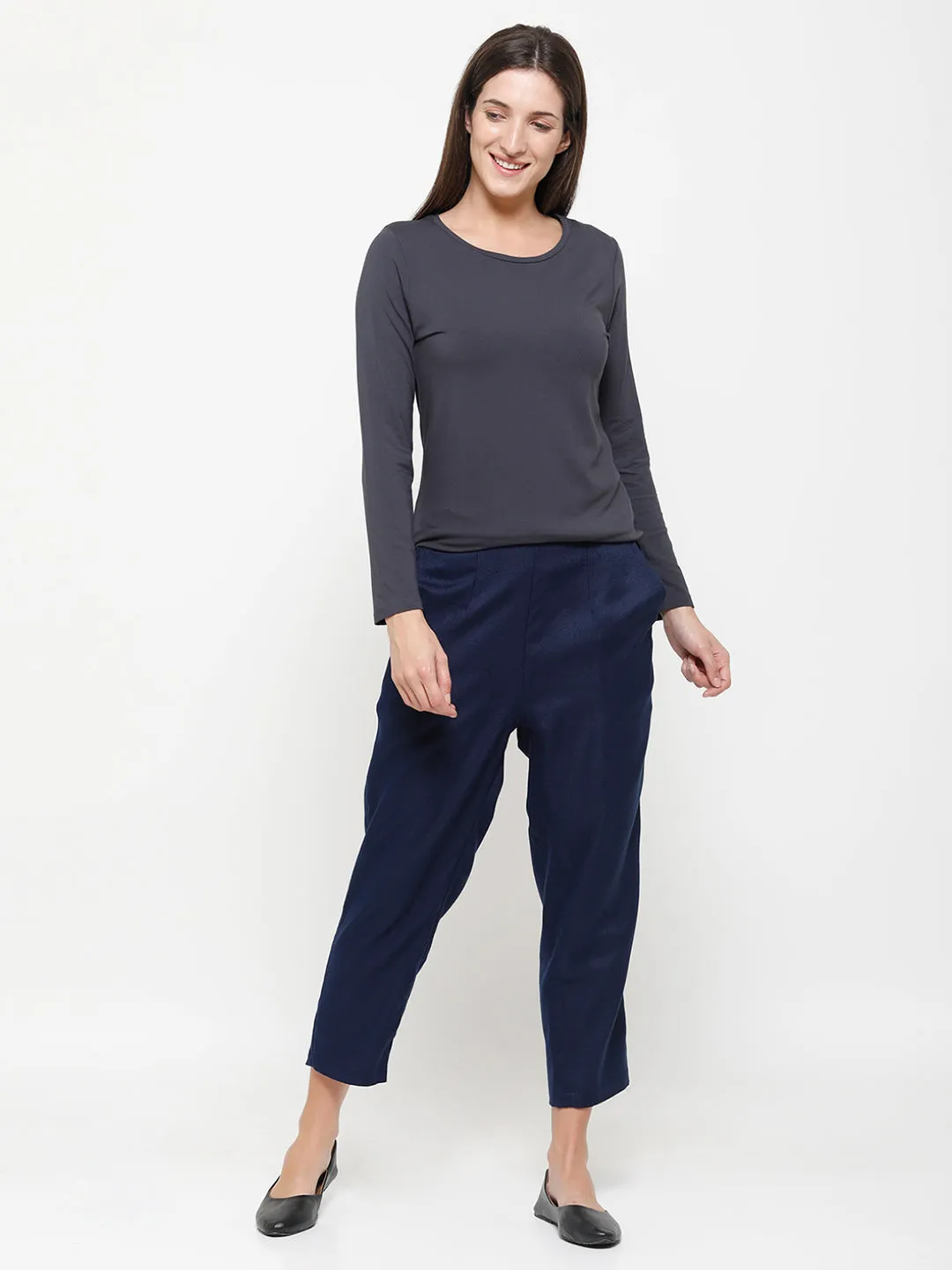 Ladies Straight Pant Navy Blue