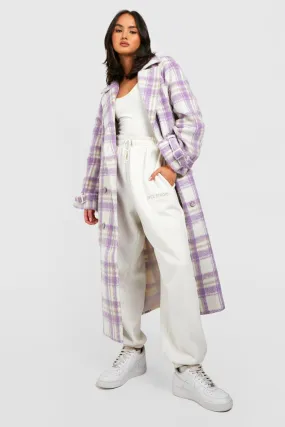 Lilac Belted Wool Look Coat