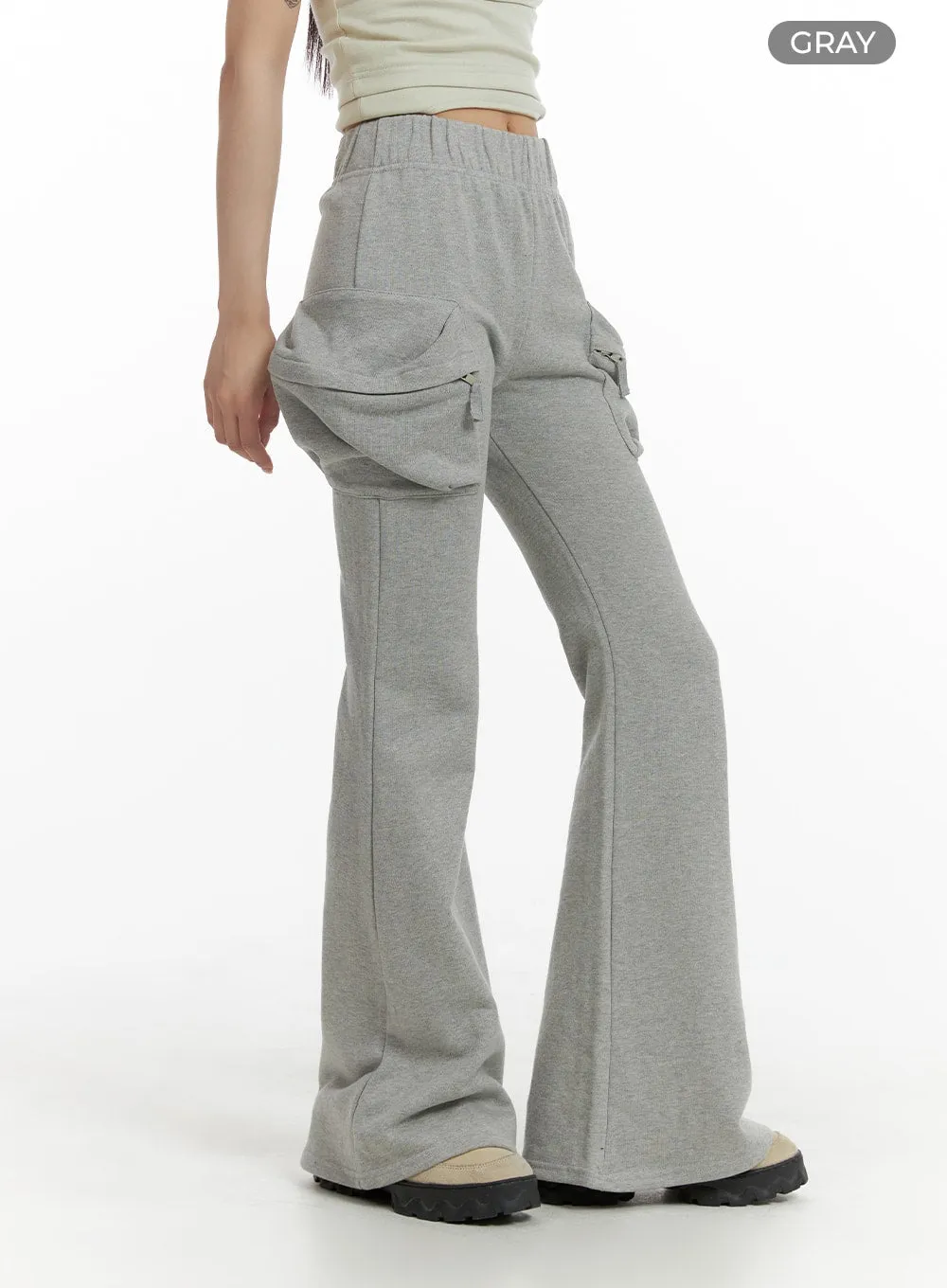 Low Rise Pocketed Bootcut Sweatpants CF429