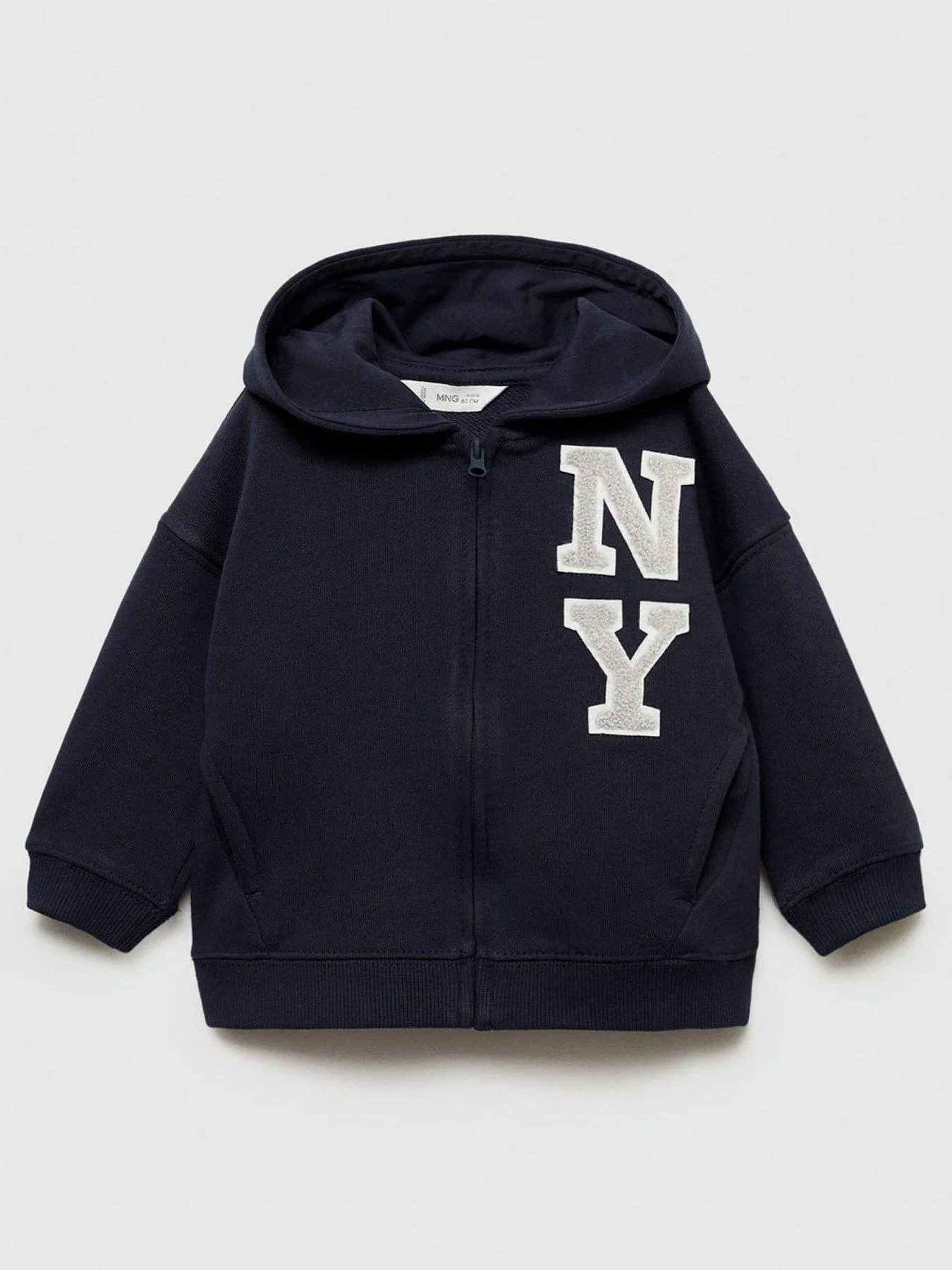 Mango Younger Boys Nyc Zip Through Hoody - Navy