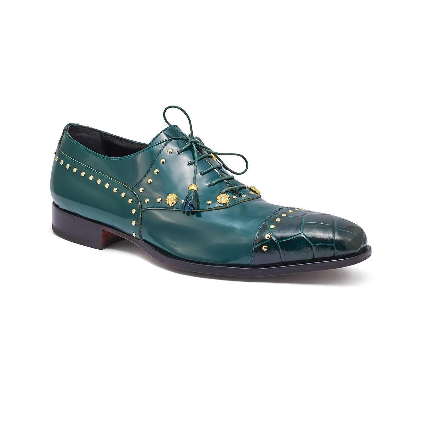 Mauri Vegas 4901 Men's Shoes Hunter Green Exotic Alligator / Calf-Skin Leather Oxfords (MA5311)