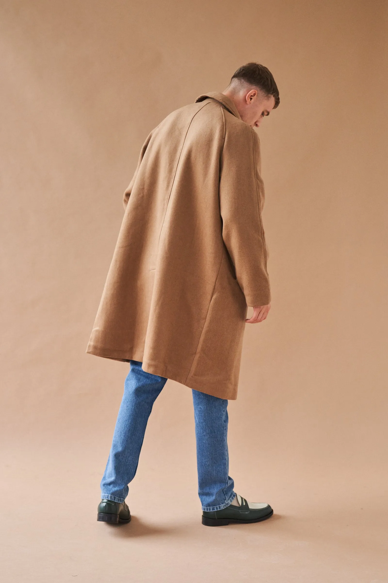 MAXWELL OVERSIZED WOOL TRENCH COAT - CAMEL