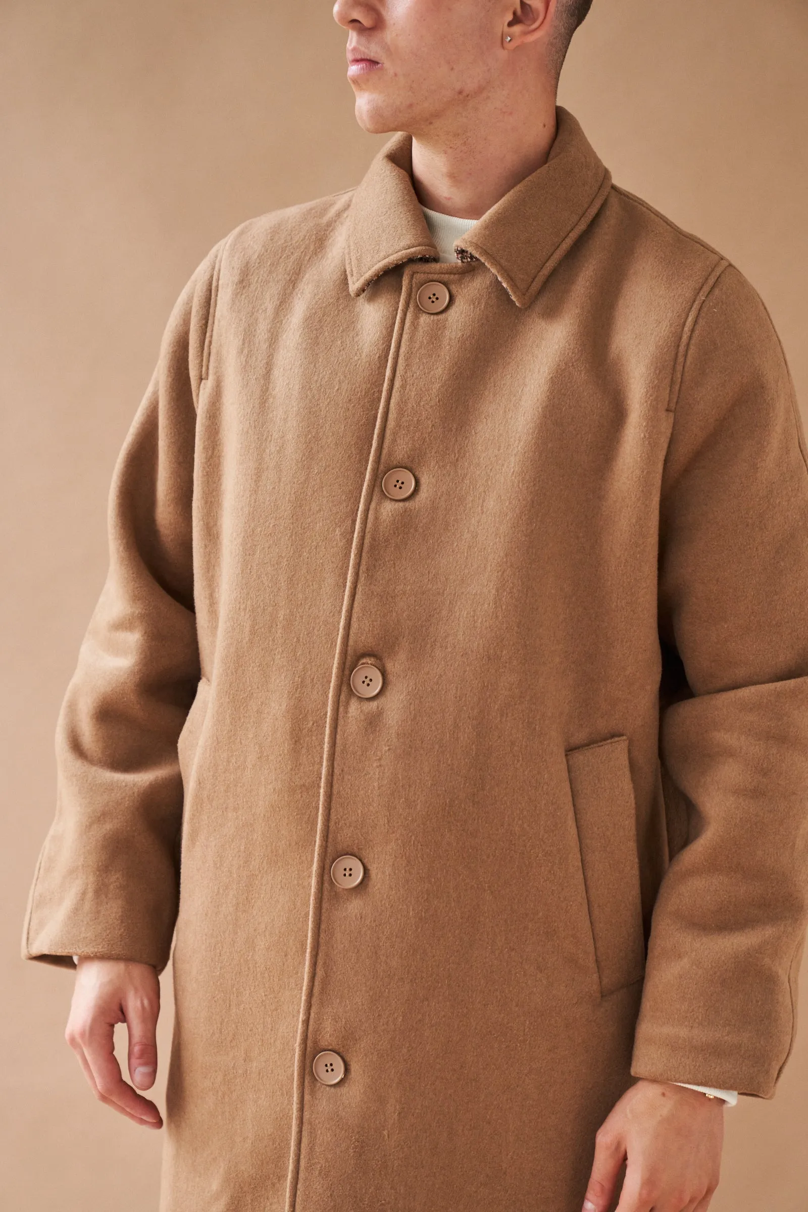 MAXWELL OVERSIZED WOOL TRENCH COAT - CAMEL