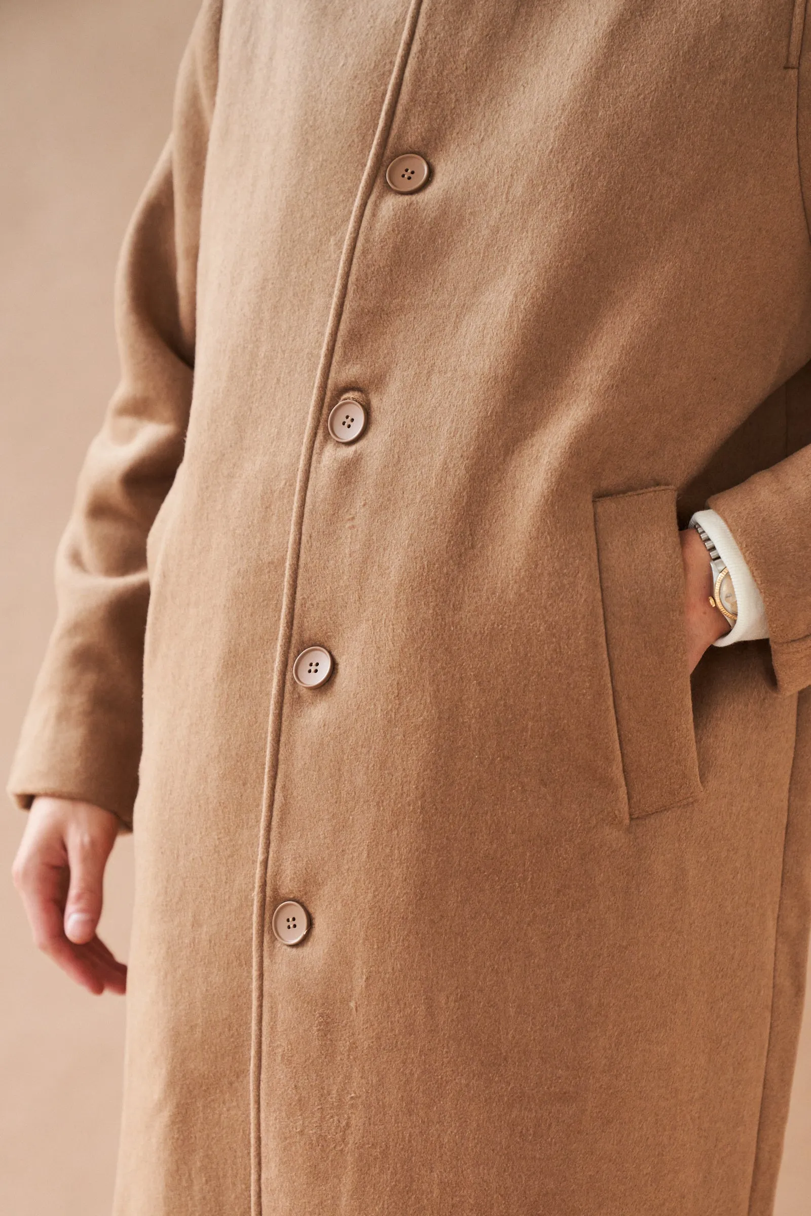 MAXWELL OVERSIZED WOOL TRENCH COAT - CAMEL