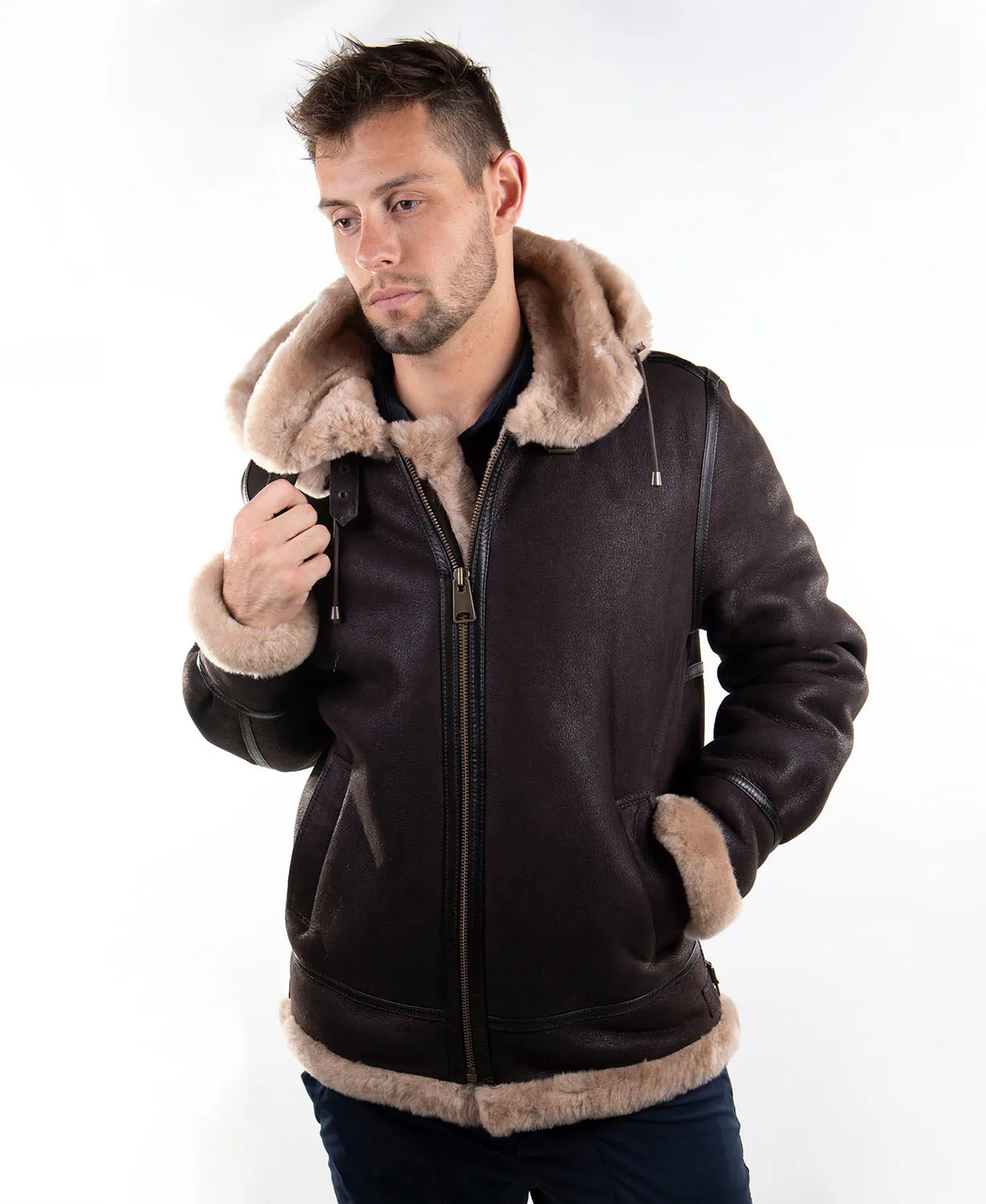 Mens Sheepskin Bomber Coat