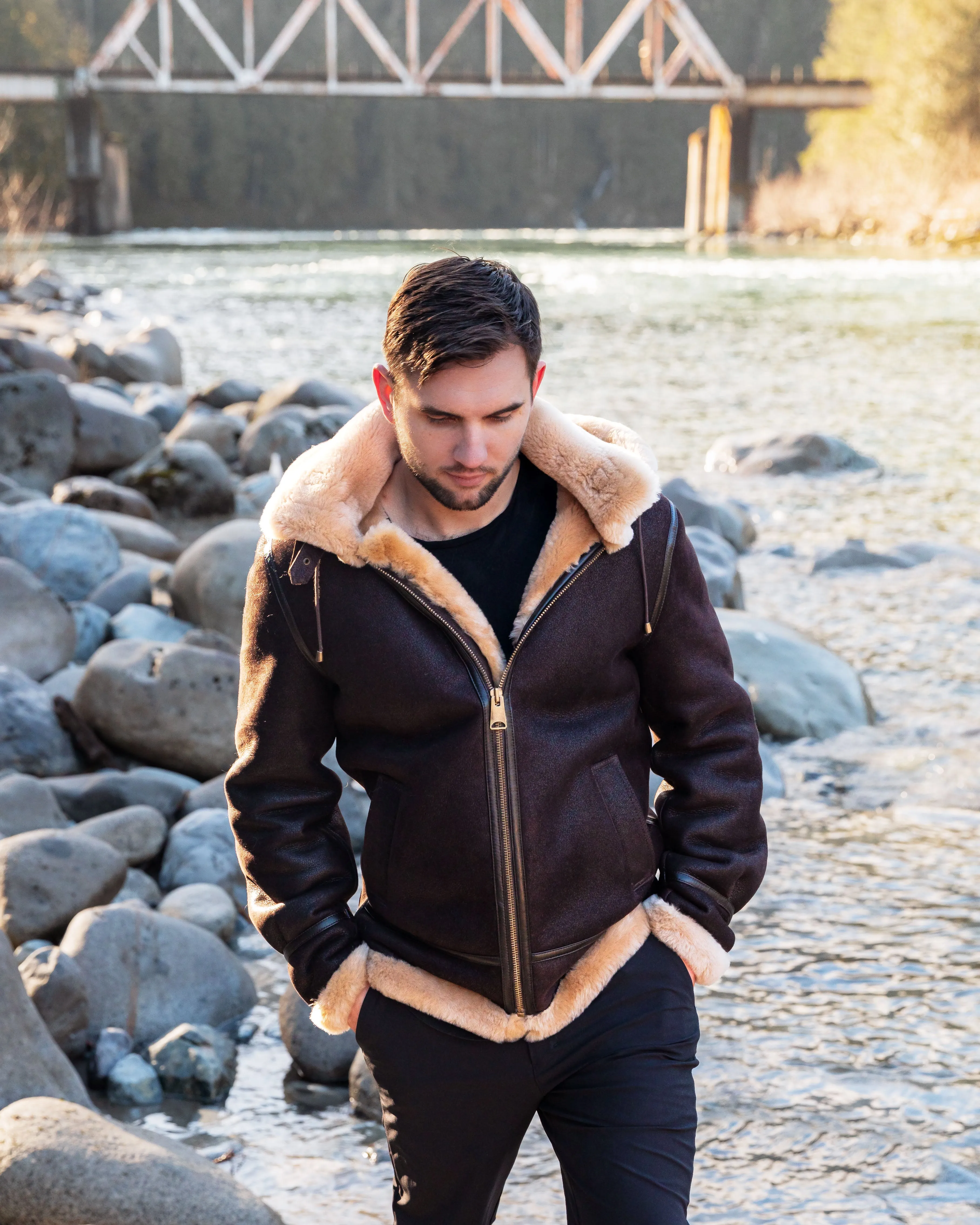 Mens Sheepskin Bomber Coat