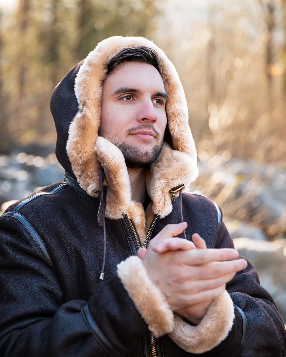 Mens Sheepskin Bomber Coat