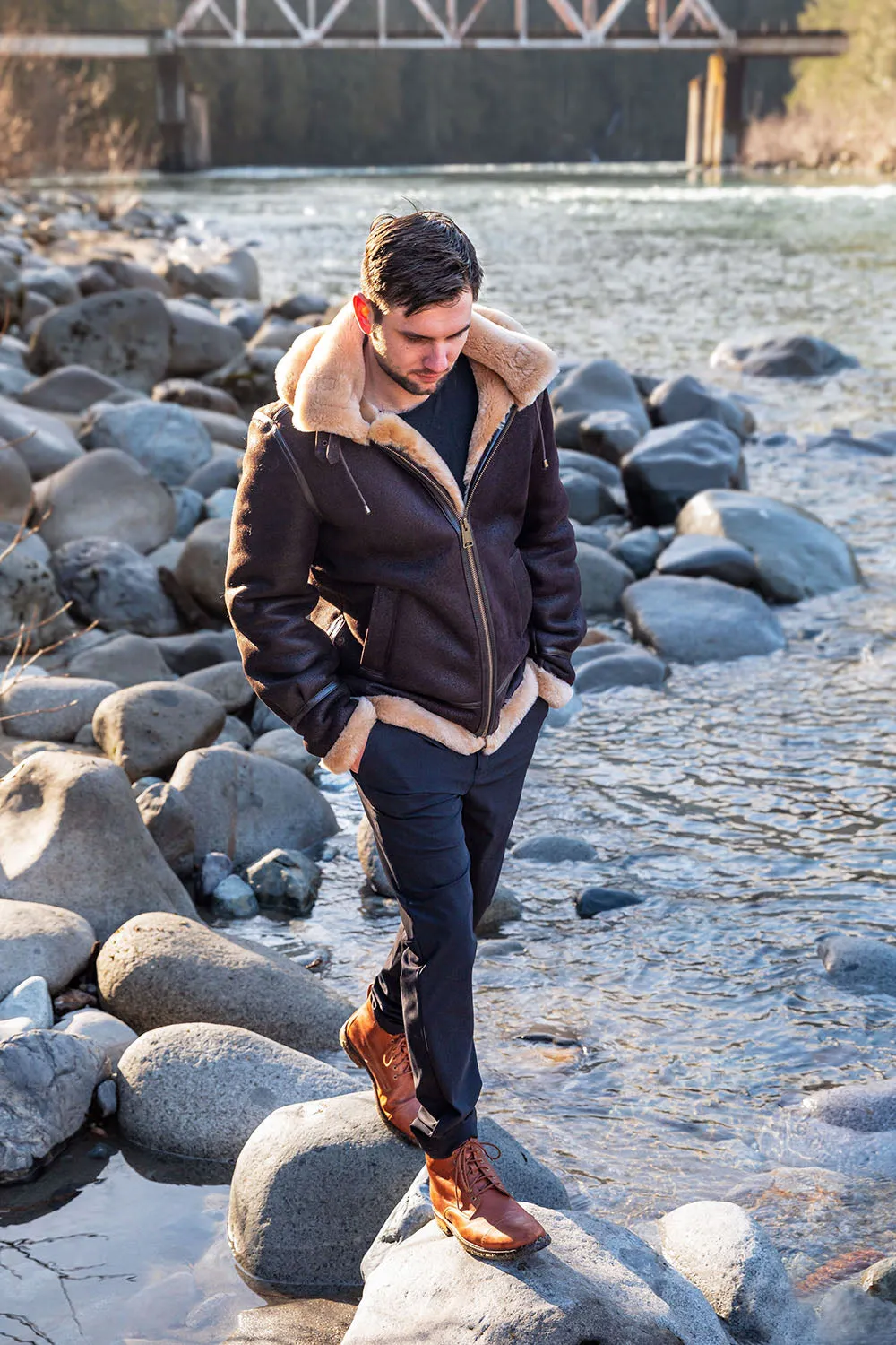 Mens Sheepskin Bomber Coat