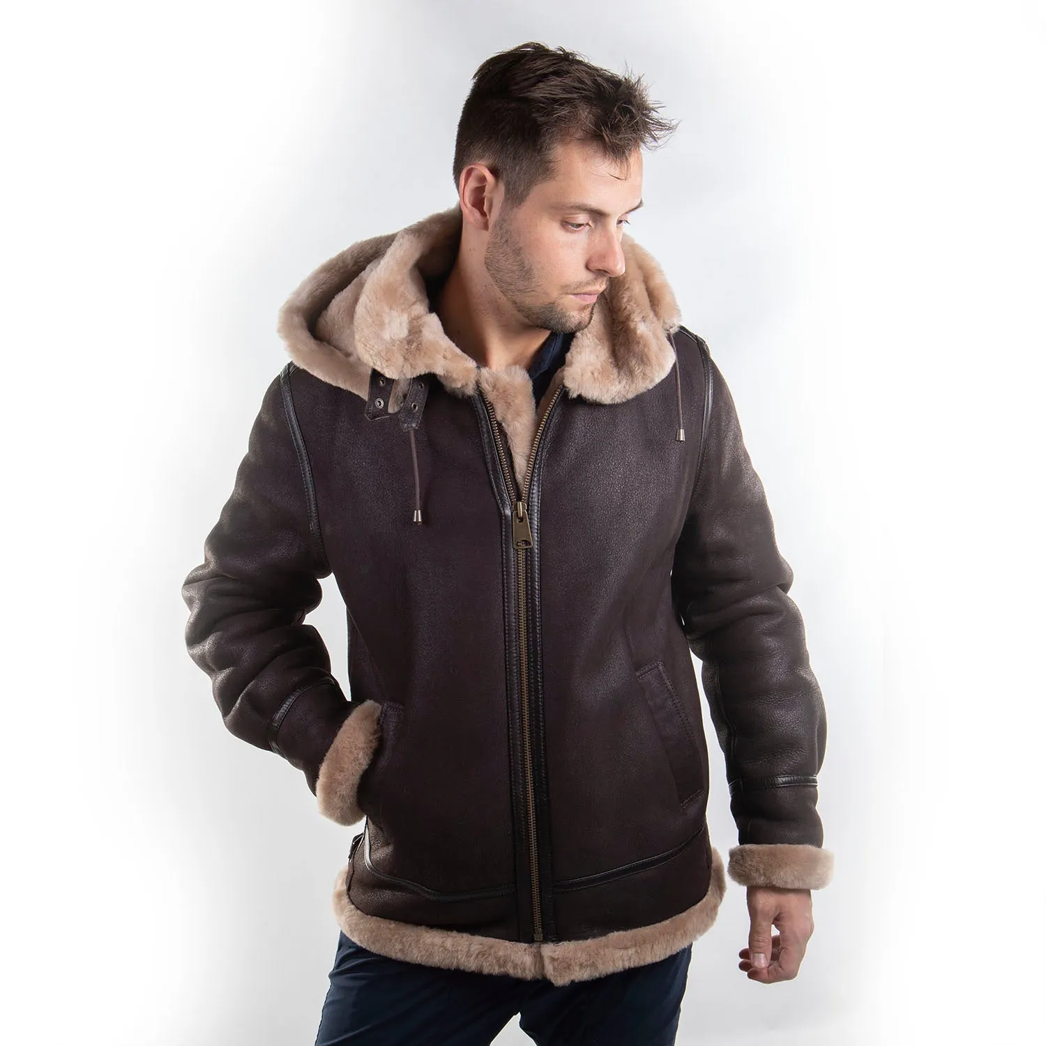 Mens Sheepskin Bomber Coat