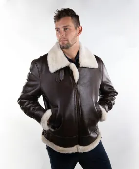 Mens Sheepskin Whiskey Bomber Coat