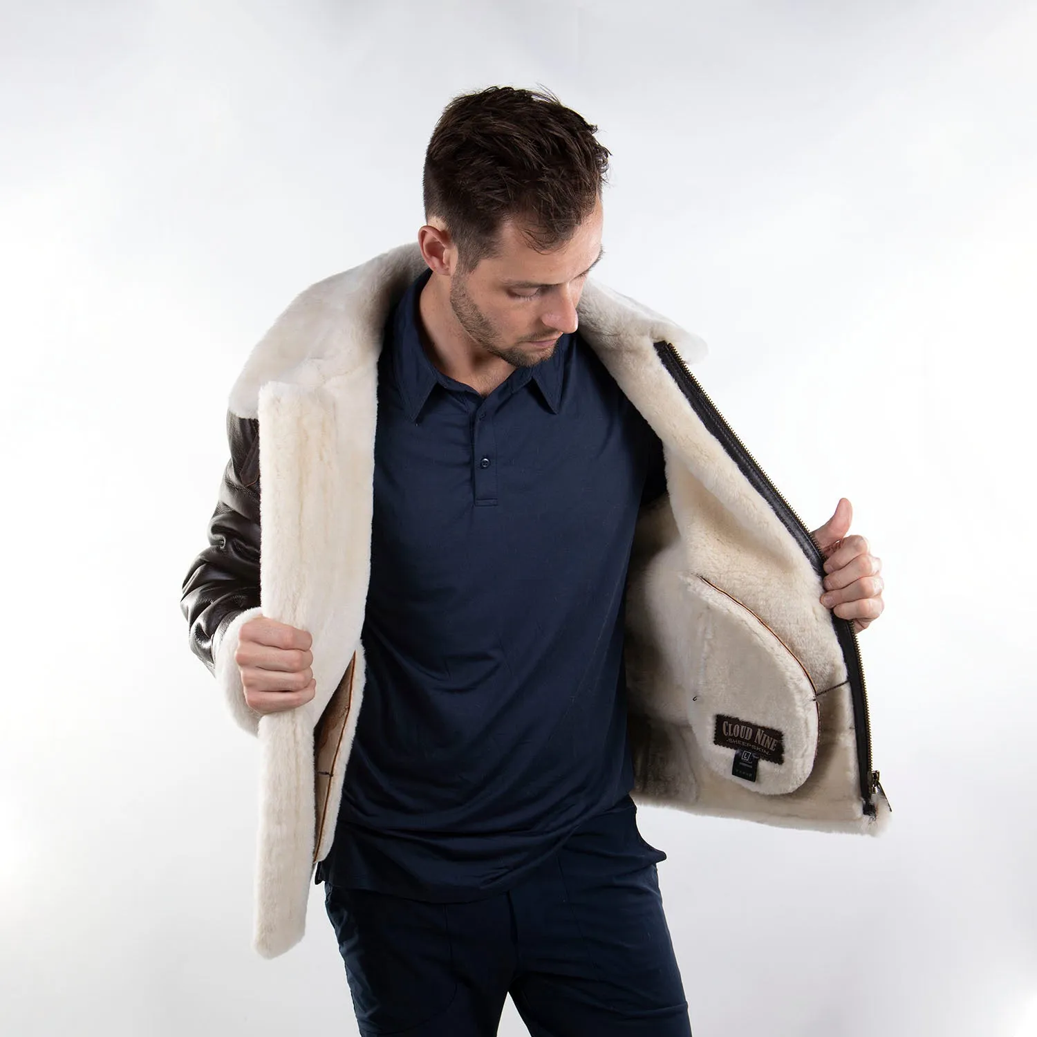 Mens Sheepskin Whiskey Bomber Coat