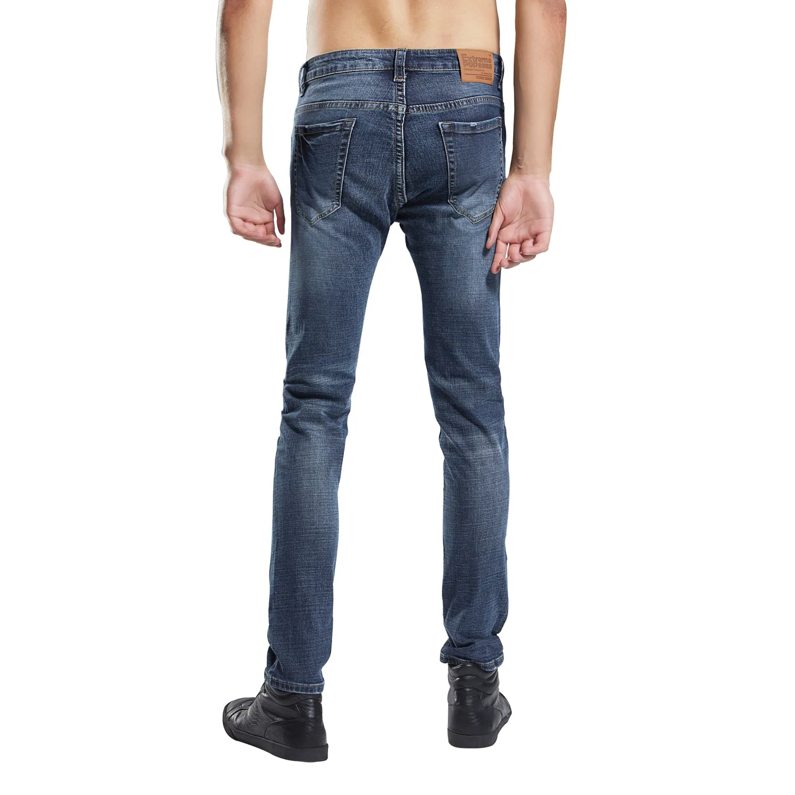 Men's Skinny Stretch Ripped Blue Jeans