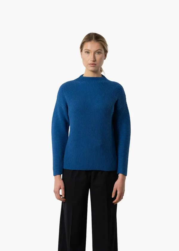 Merino rib sweater - ocean blue