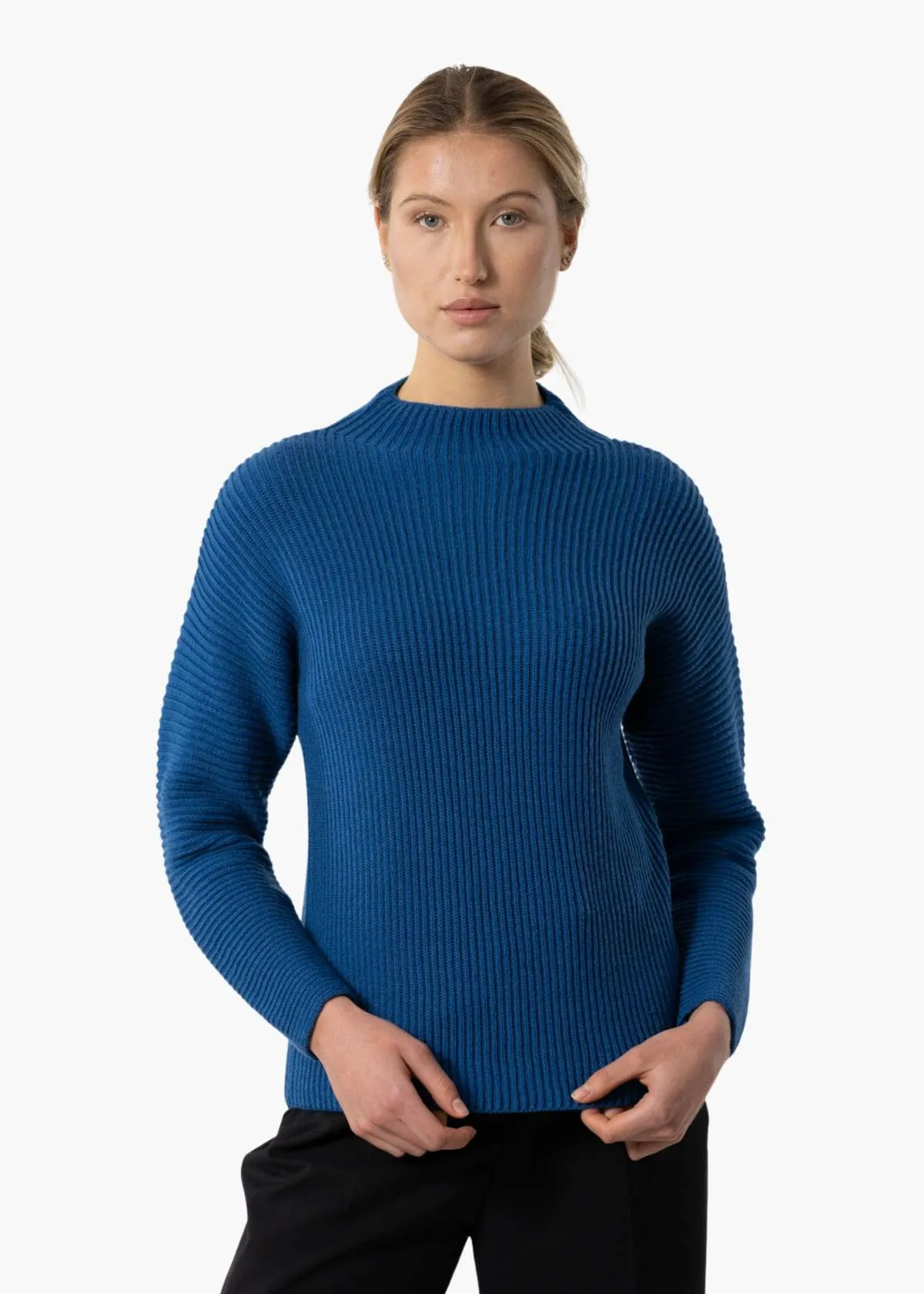 Merino rib sweater - ocean blue