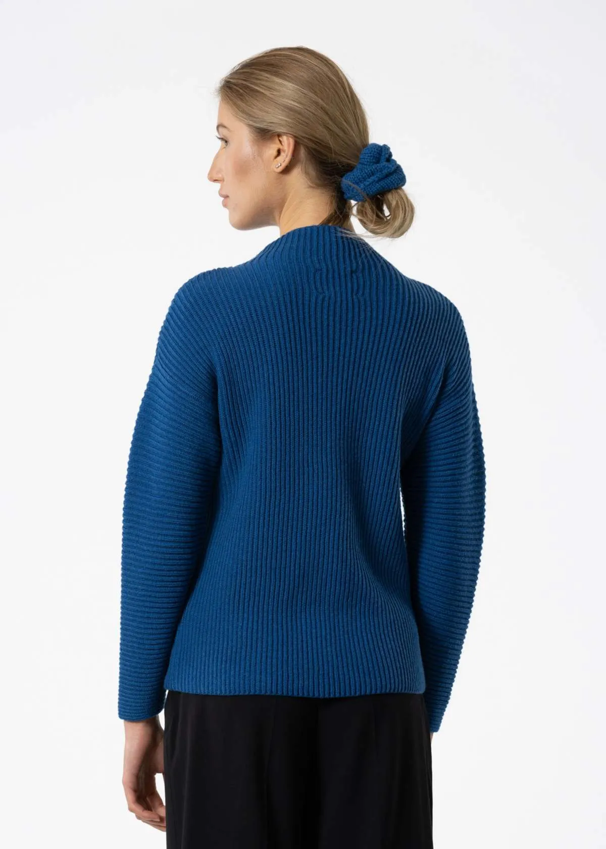 Merino rib sweater - ocean blue