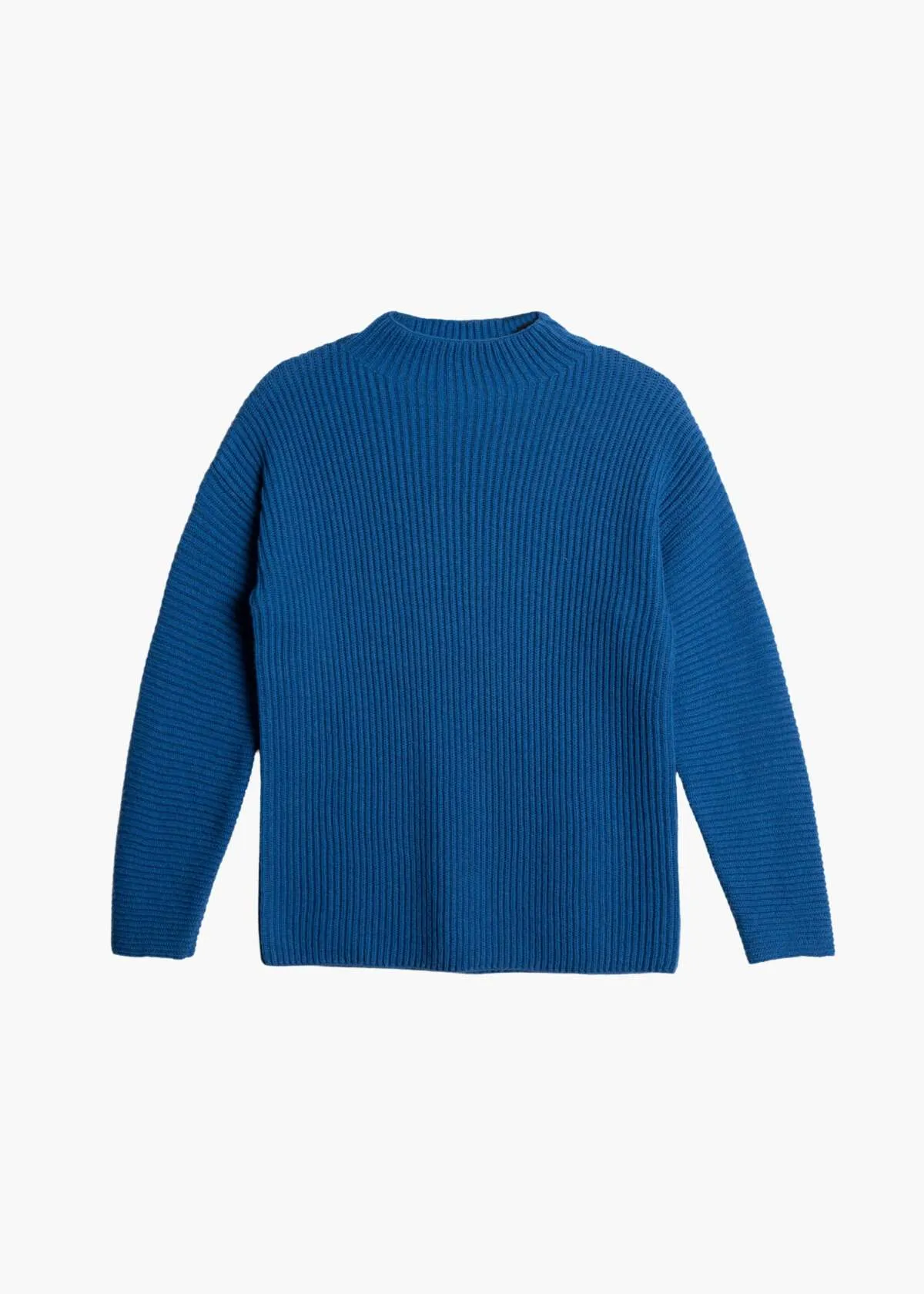 Merino rib sweater - ocean blue