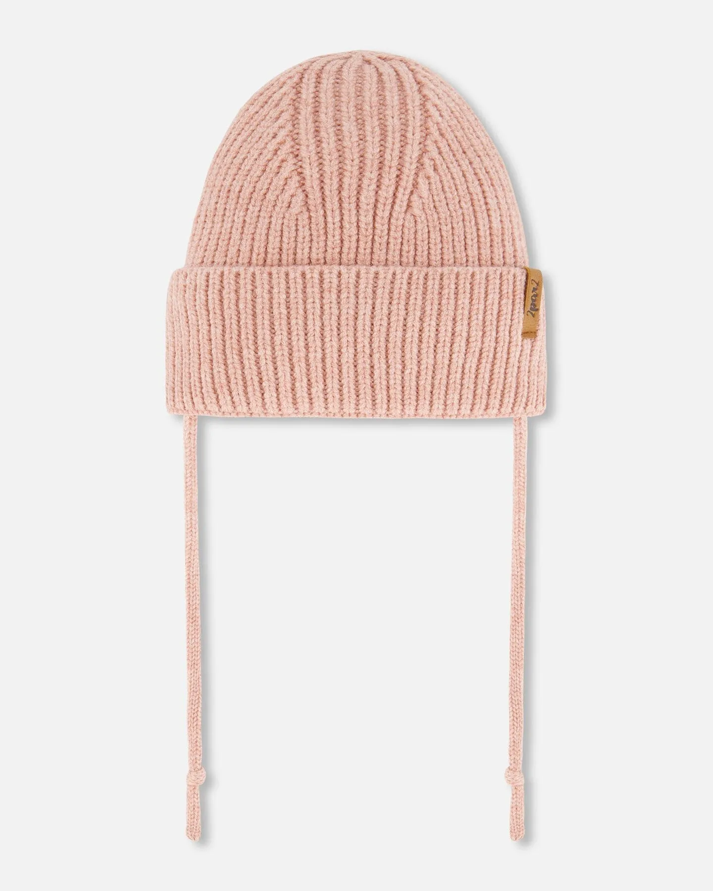 Mid-Season Knit Hat With Strings Dusty Pink