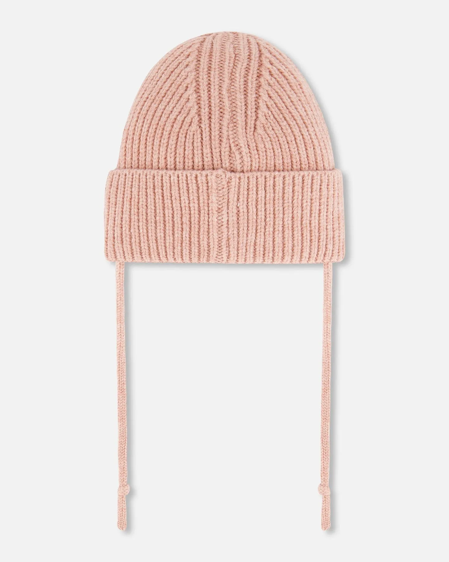 Mid-Season Knit Hat With Strings Dusty Pink