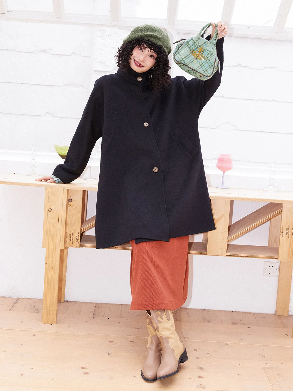 Middle Plain Sinple Wool-Coat