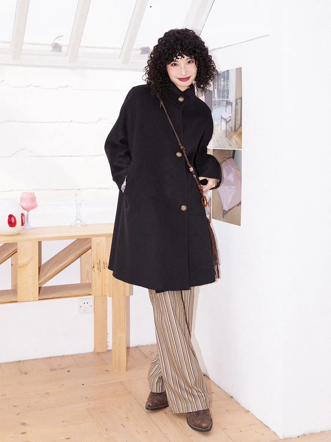 Middle Plain Sinple Wool-Coat