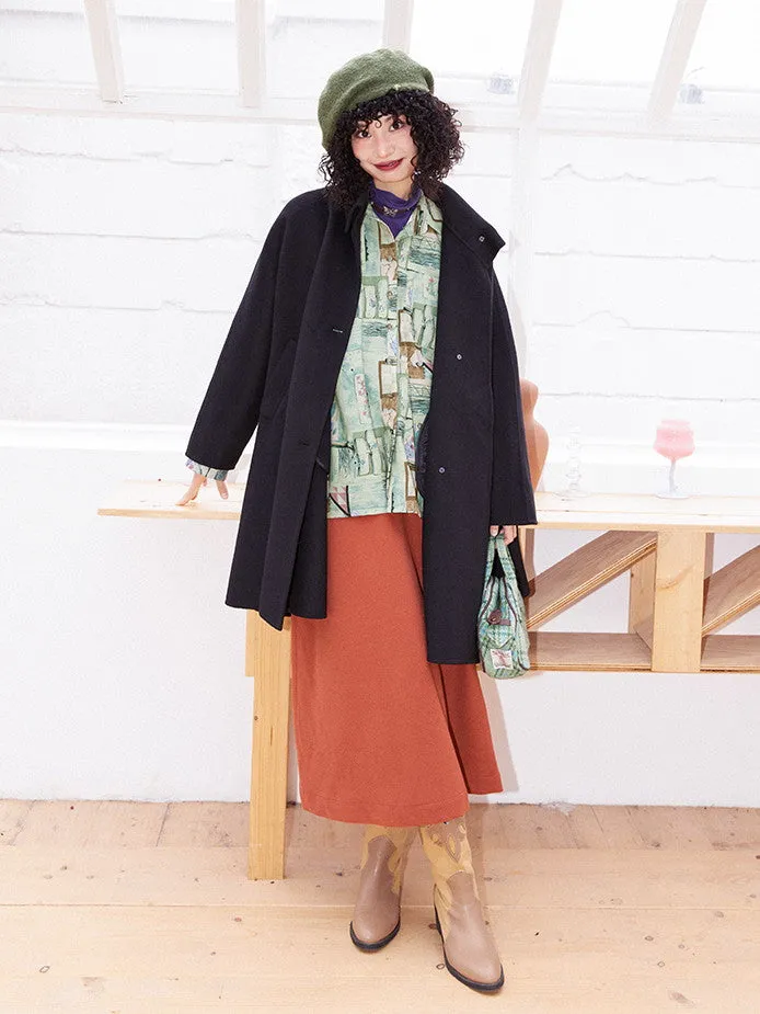 Middle Plain Sinple Wool-Coat