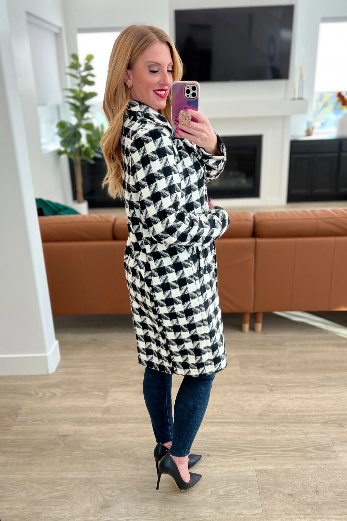 Monochromatic Moment Plaid Coat