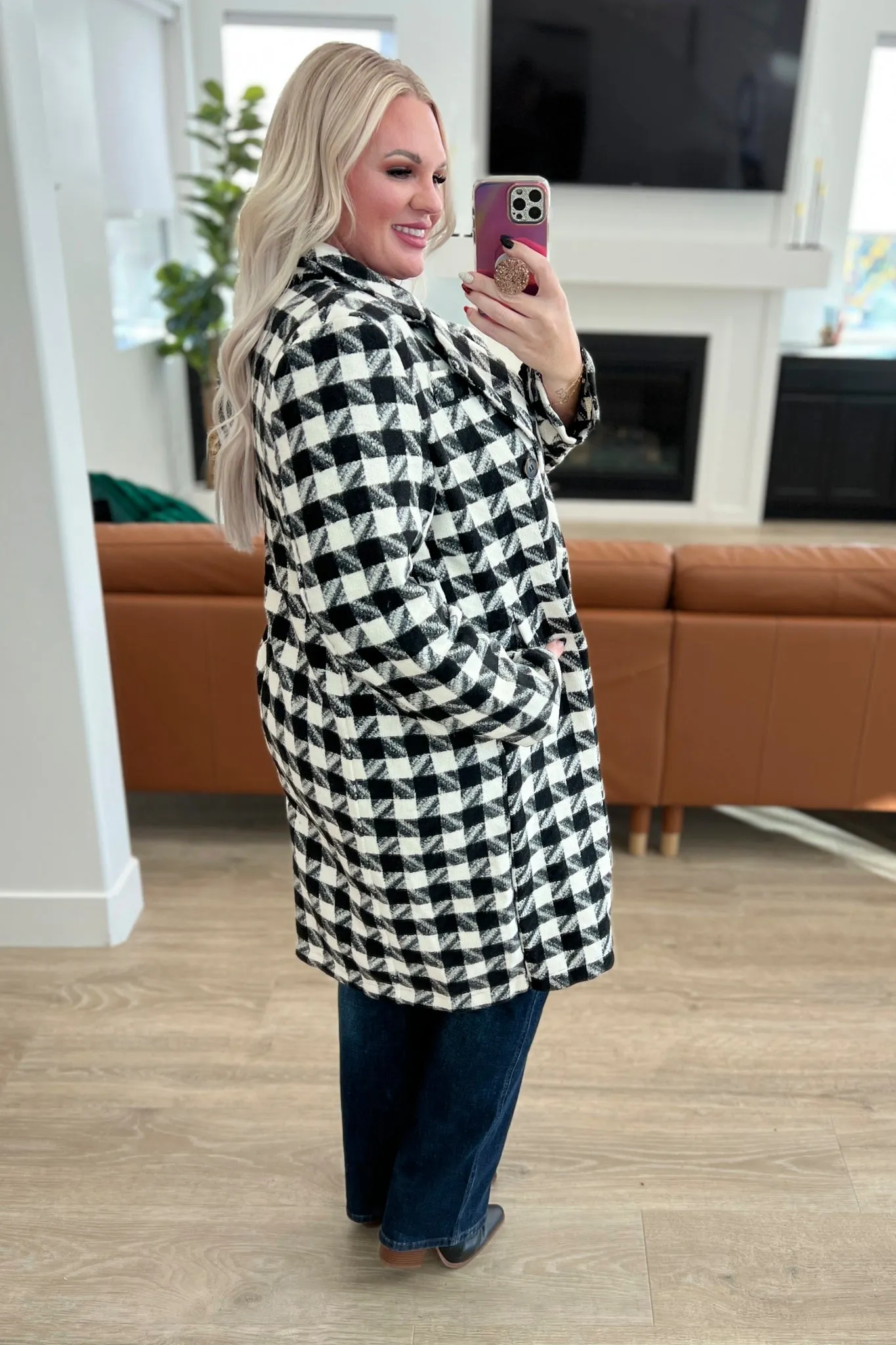 Monochromatic Moment Plaid Coat