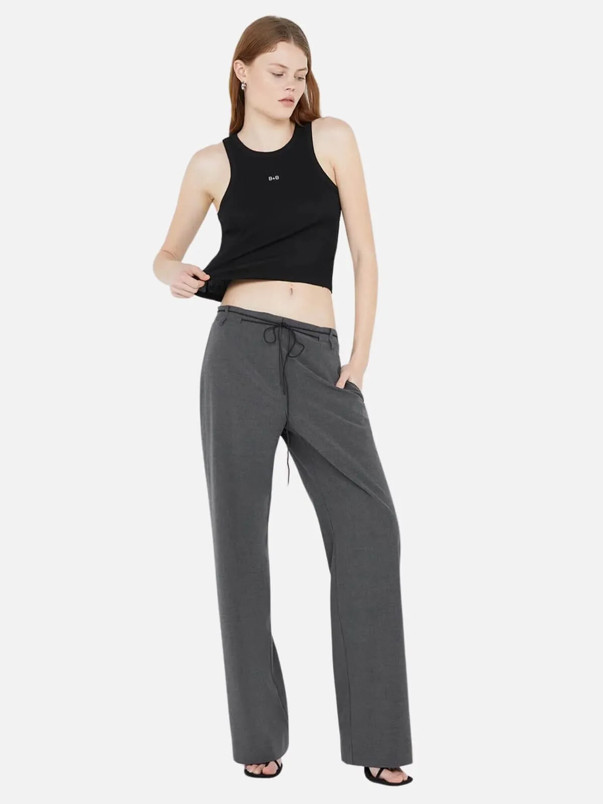 Naida Straight Leg Pant - Charcoal