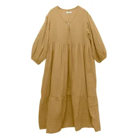 Nico Nico Woman Athena Long Dress Camel Brown