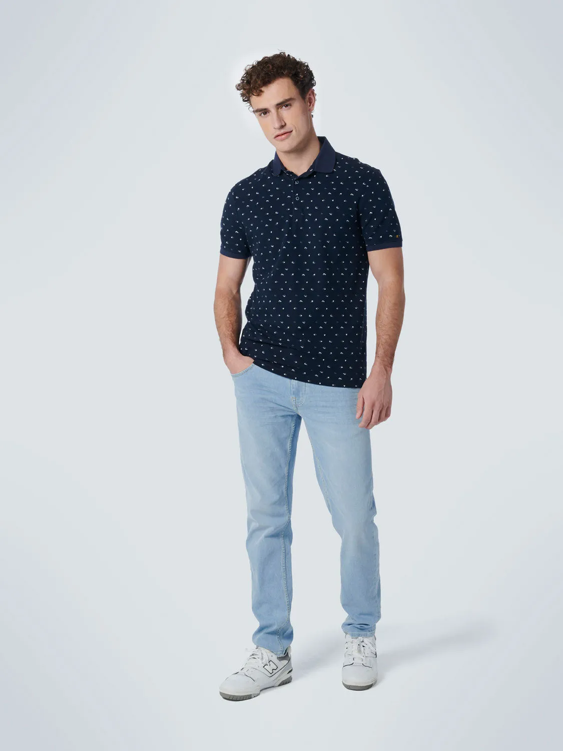 No Excess - Allover Printed Pique Polo -Night or Smoke Green